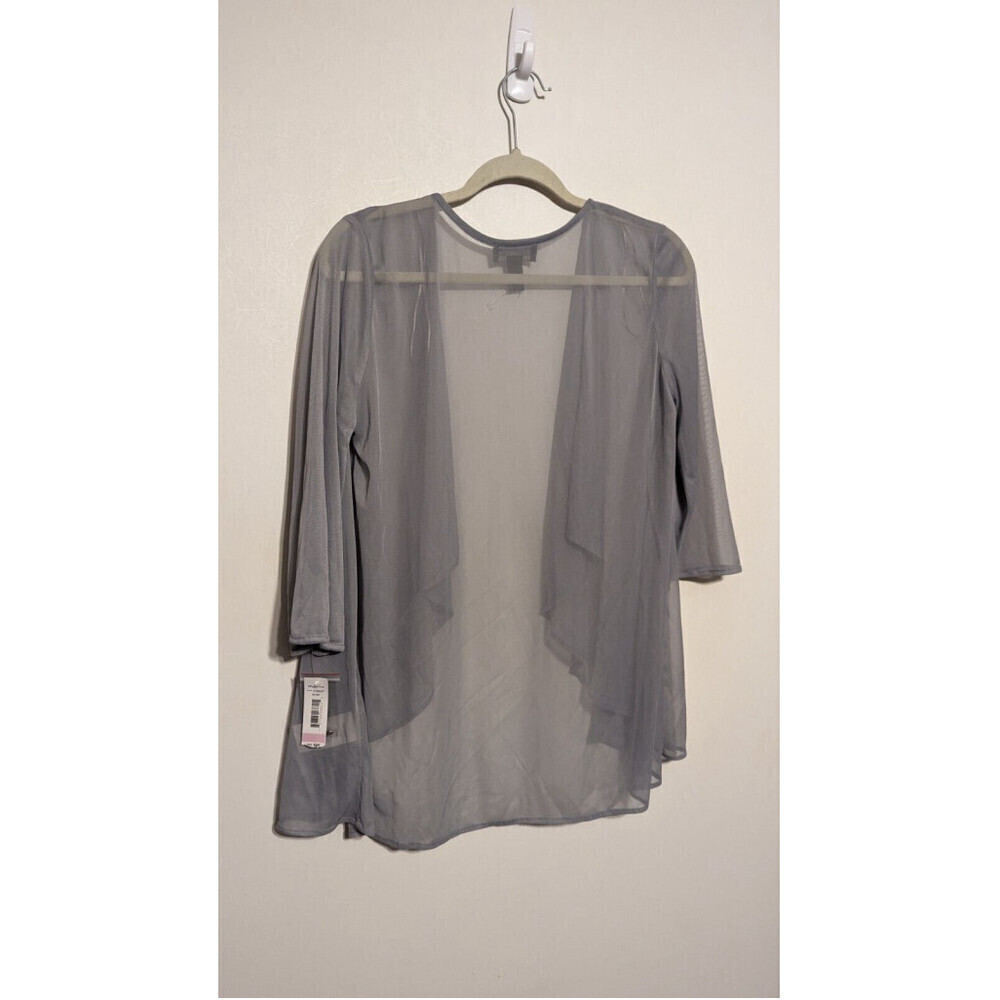 R&M Richards Silver Grey Chiffon Draped Lightweight Formal Jacket - Size 10P